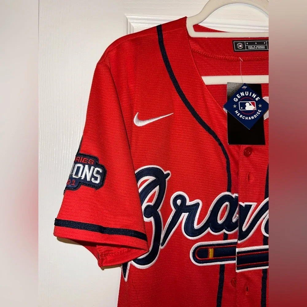 NWT GENUINE MERCHANDISE MLB NIKE ATLANTA BRAVES DANSBY SWANSON BASEBALL JERSEY - Picture 4 of 7